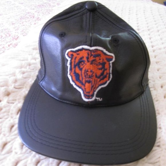 NFL Chicago Bears Black Leather Hat Adjustable Strap - Picture 1 of 8